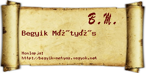 Begyik Mátyás névjegykártya