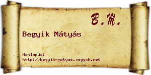 Begyik Mátyás névjegykártya